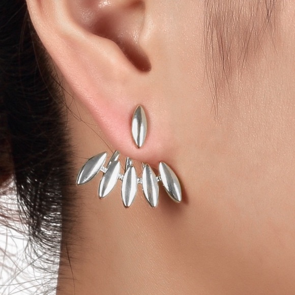 Any 4/$25! Silver Oblong Studs w/Matching Earring Jackets - Picture 1 of 8